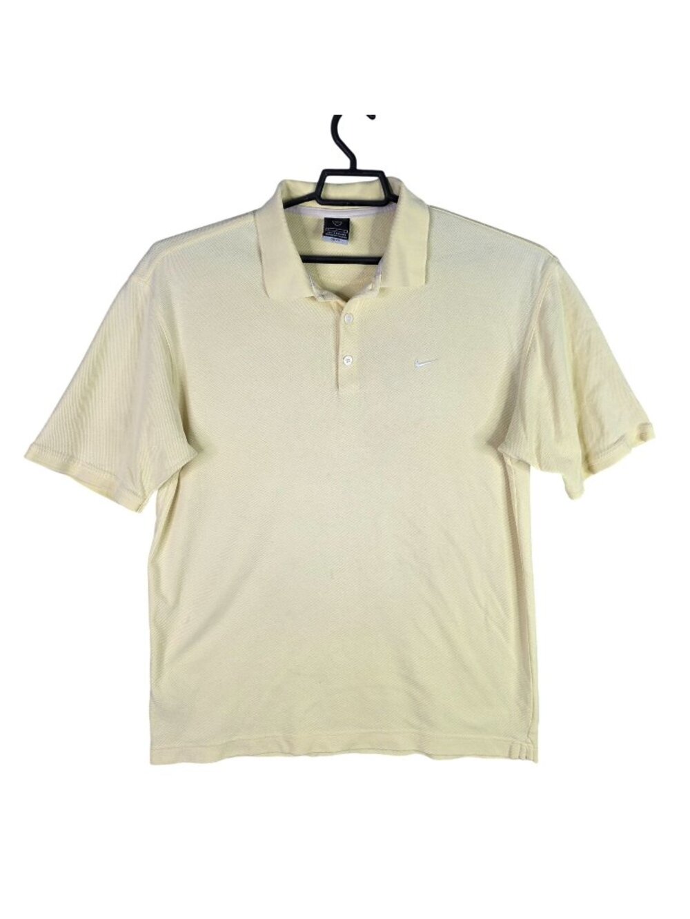 Mens Nike Yellow Dri-Fit Polo Shirt Short Sleeve Cotton Polyester Blend Size L
